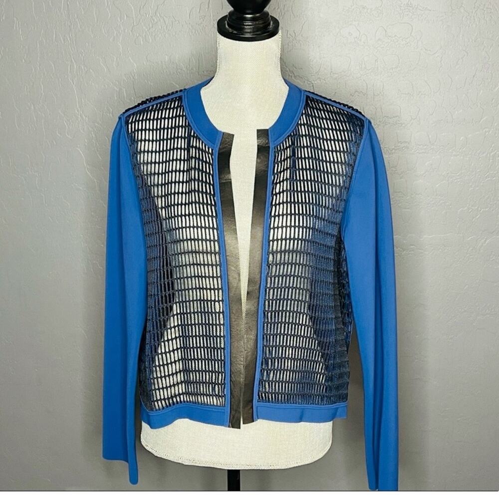 Elie Tahari Astor Nylon Black and Blue Jacket